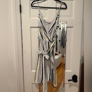 LOFT Blue and White Wrap Midi Sundress